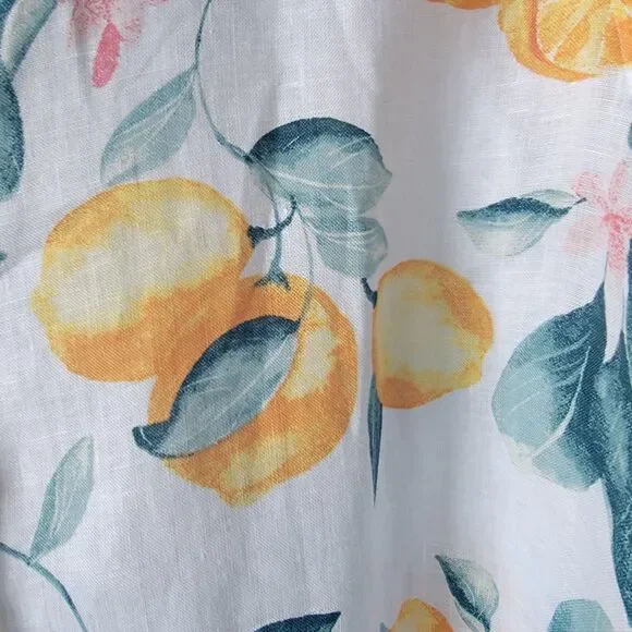 Chicos womens 100% linen shirt size 12 no Iron  lemon flower 3/4 sleeve - Picture 6 of 8